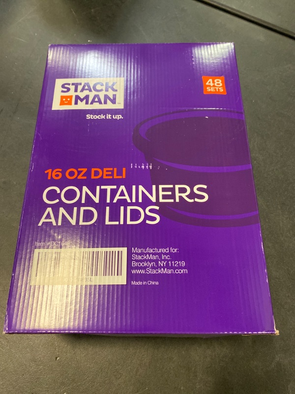 Photo 3 of Stack Man [48 Pack, 16 oz] Plastic Deli Food Storage Soup Containers With Airtight Lids, Freezer Safe | Meal Prep | Stackable | Leakproof | BPA Free, Clear NEW 
