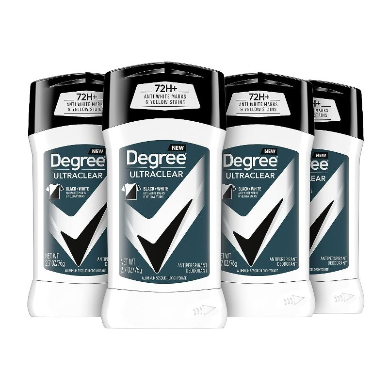 Photo 1 of Degree Men UltraClear Antiperspirant Deodorant Black + White 4 count 72-Hour Sweat & Odor Protection Antiperspirant For Men With MotionSense Technology 2.70 Ounce (Pack of 4) NEW
