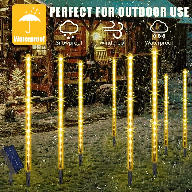 Photo 1 of 6 Piece Solar Meteor Shower LED Lights In-Ground Outdoor Path Garden Lawn Lamps