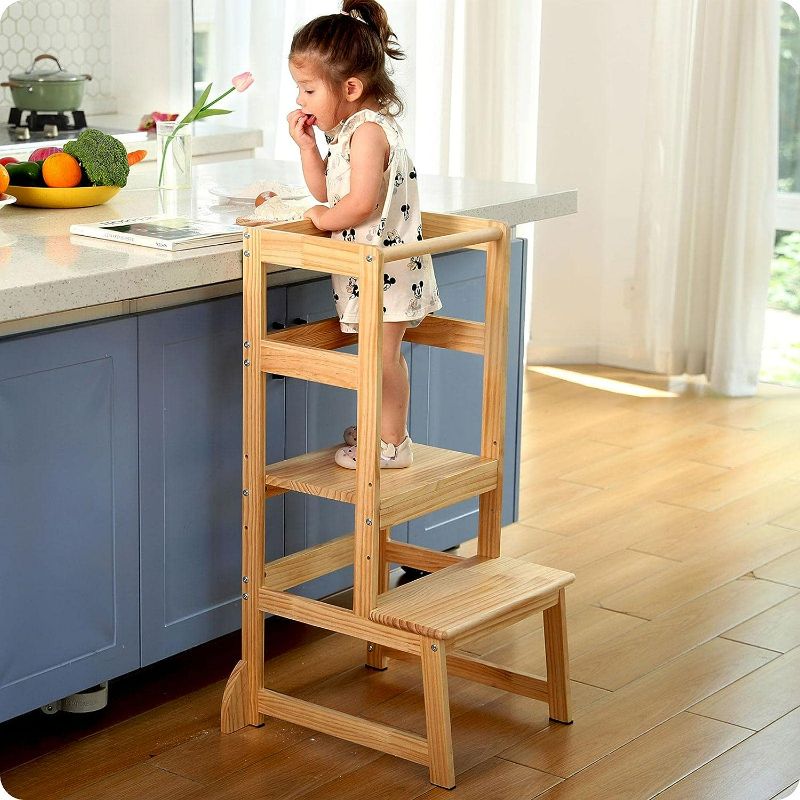Photo 1 of Height Adjustable Kitchen Step Stool for Toddlers, Kids Montessori Learning Stool, Baby Standing Tower for Counter, Children Standing Helpe