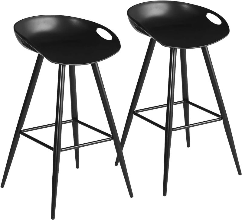 Photo 1 of FurnitureR Set of 2 Modern Dining Chairs Reception Chairs,Bar & Counter Stool, Bar Stools Bar Chair for Kitchen Island Dining Room Home Bar, Black
