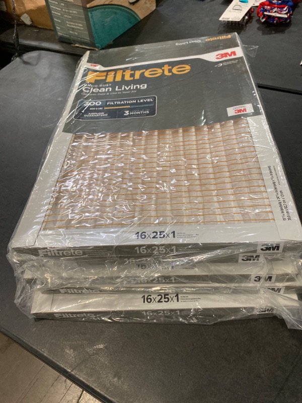Photo 2 of Filtrete 16x25x1 Air Filter, MPR 300, MERV 5, Clean Living Basic Dust 3-Month Pleated 1-Inch Air Filters, 6 Filters
