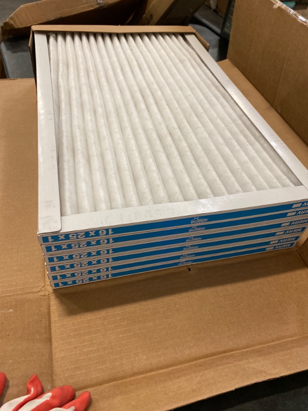 Photo 2 of Aerostar 16x25x1 MERV 11 Pleated AC Furnace Air Filter, 6 Pack (Actual Size: 15 3/4"x 24 3/4" x 3/4") 16x25x1 Filter