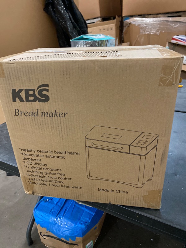 Photo 4 of KBS 17-in-1 Bread Maker-Dual Heaters, 710W Bread Machine Stainless Steel with Gluten-Free, Dough Maker,Jam,Yogurt PROG, Auto Nut Dispenser,Ceramic Pan& Touch Panel, 3 Loaf Sizes 3 Crust Colors,Recipes
