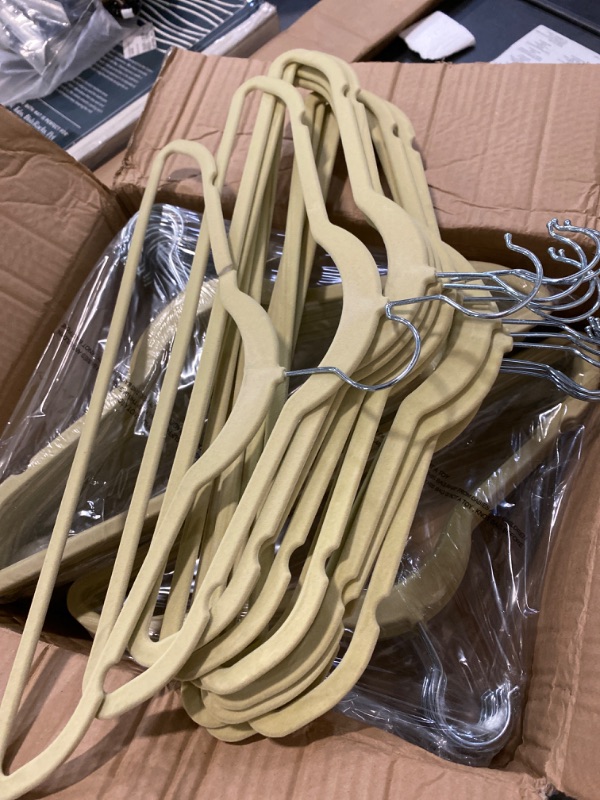 Photo 3 of HOUSE DAY Ivory Velvet Hangers 59 Pack, Premium Clothes Hangers Non-Slip Felt Hangers, Sturdy Ivory Hangers Heavy Duty Coat Hangers, Durable Suit Hangers for Space Saving, No Hanger Marks 360 Rotating Ivory Silver Hook