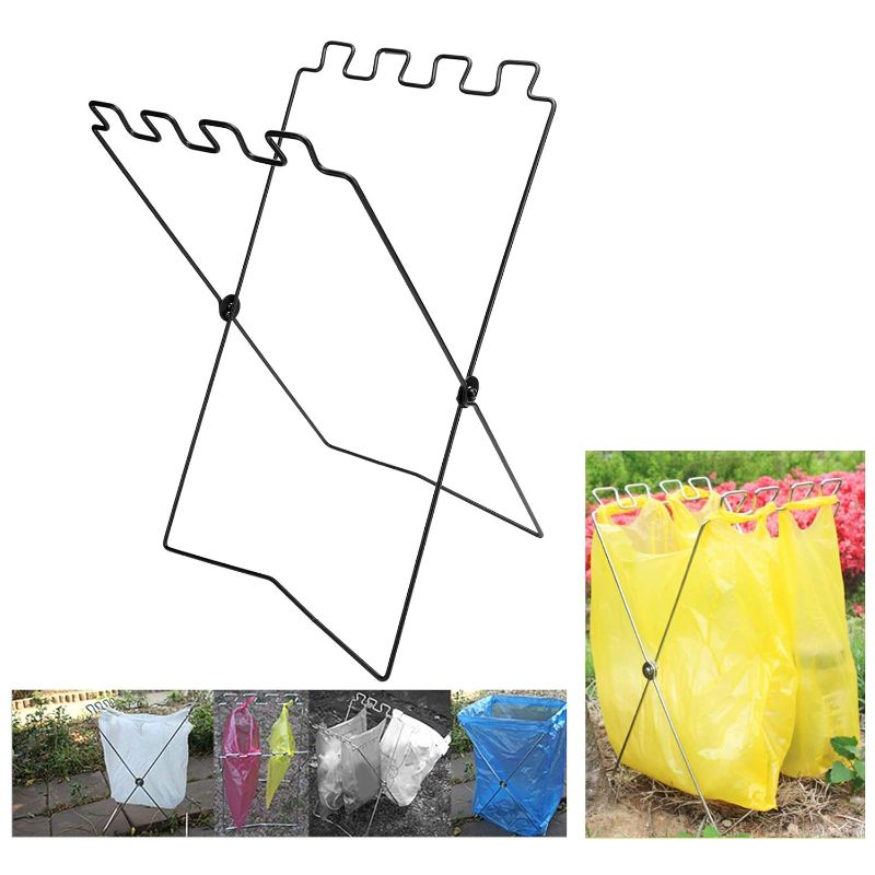 Photo 1 of Chiwe Trash Rack, Iron Wire Folding Shelf Portable Garbage Bag Holder Plastic Bag Shelf, for Camping Picnic Kitchen
