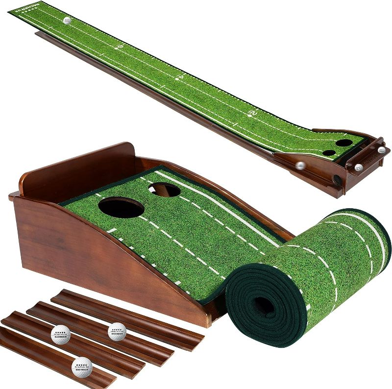 Photo 1 of Golf Putting mat Putting Mat for Indoors Putting Green, Mini Golf, Putting Mat Indoor Golf Matt Putting Green with Automatic Ball Return for Indoor and Outdoor, Office, Living Room Putting mat
