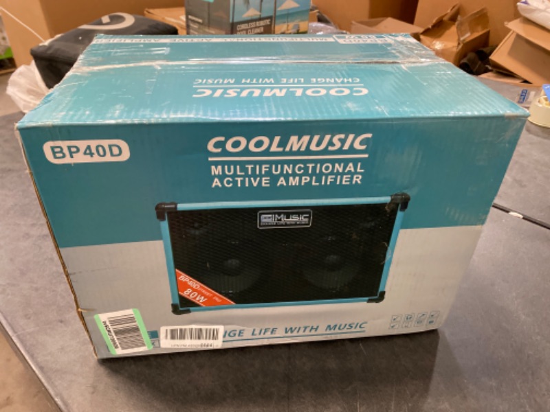 Photo 3 of Coolmusic BP40D Powered Acoustic Guitar Amplifier- Portable Bluetooth Speaker 80W W/Battery with Reverb Chorus Delay Effect, 6 Inputs,3 Band EQ, Blue
