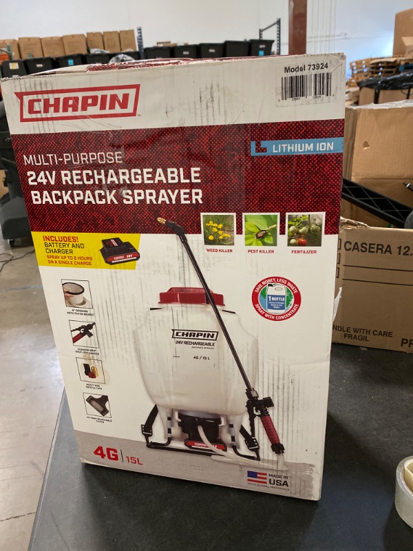 Photo 2 of Chapin 63924 4-Gallon 24-volt Extended Spray Time Battery Backpack Sprayer For Fertilizer, Herbicides and Pesticides, 4-Gallon (1 Sprayer/Package)

