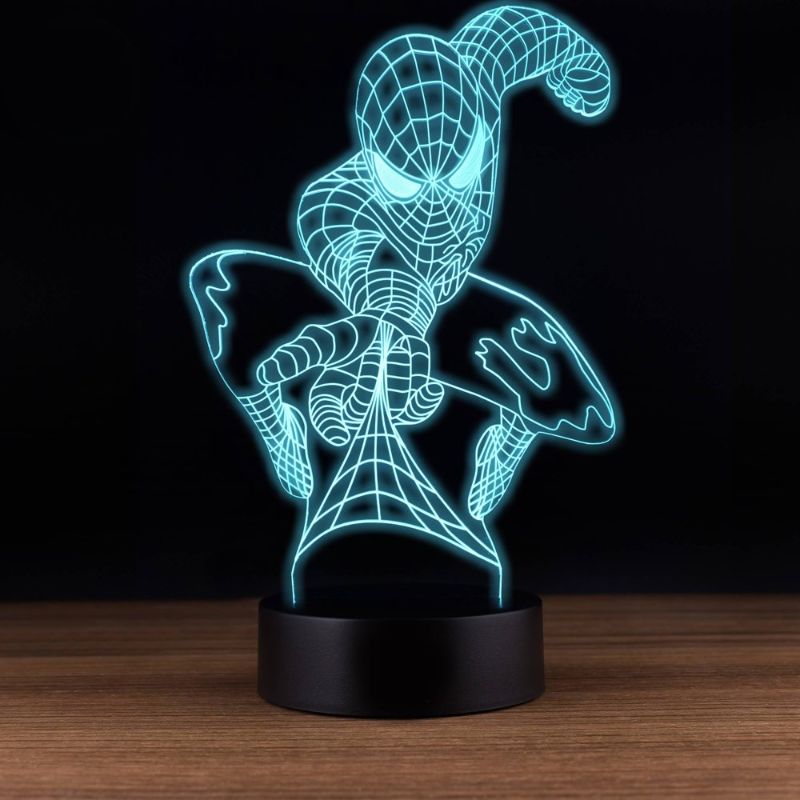 Photo 2 of SPIDERMAN WIRELESS 3D OPTICAL ILLUSION NIGHT LIGHT 16 COLORS 2 MODES DOES NOT OVERHEAT USES 3 AA BATTERIES OR CHARGE WITH USB NEW 