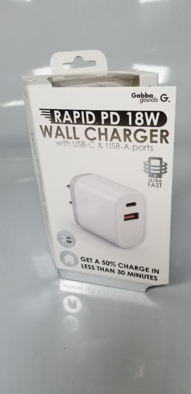 Photo 2 of Gabba Goods 18W USB C Wall Charger, Dual Port Fast PD+Quick Charge 3.0 Block Plug Compatible with iPhone 13 12 11 Pro Max SE/XR/X iPad,USB C Power Adapter for iPhone 13/12 13 Pro Max 13 Mini 18 watts NEW