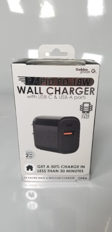 Photo 3 of Gabba Goods 18W USB C Wall Charger, Dual Port Fast PD+Quick Charge 3.0 Block Plug Compatible with iPhone 13 12 11 Pro Max SE/XR/X iPad,USB C Power Adapter for iPhone 13/12 13 Pro Max 13 Mini 18 watts Color Black NEW