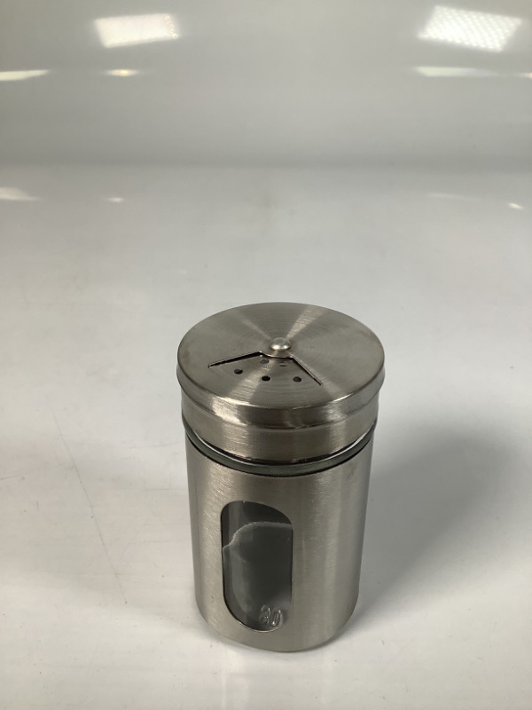 Photo 3 of 2.7 OZ STAINLESS STEEL GLASS SPICE JAR 