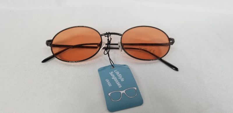 Photo 2 of BLACK METAL BAND OVAL ORANGE LIFE STYLE  SUNGLASSES PROTECTS UP TO 400UV NEW