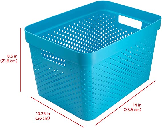 Photo 1 of Blue  4 Gallon Plastic Storage Basket | Open Storage Bins for Shelves, Bathroom, Pantry, Closet |  14 x 10.25 x 8.5 Inches NEW
