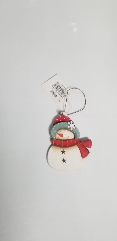 Photo 1 of ALPINE SNOWMAN WOODEN CHRISTMAS ORNAMENT NEW 