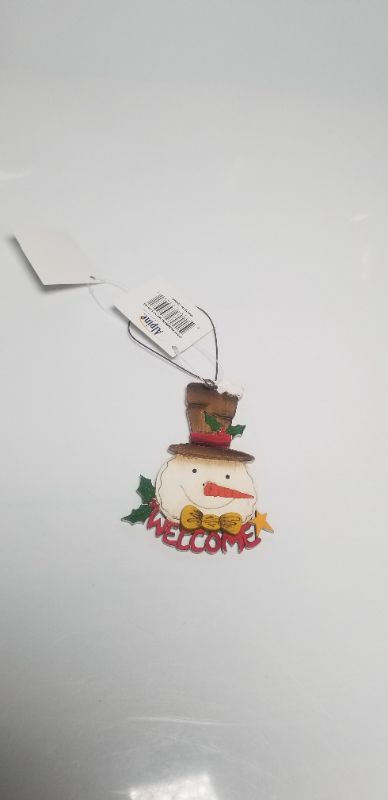 Photo 1 of ALPINE WELCOME SNOWMAN WOODEN CHRISTMAS ORNAMENT NEW 