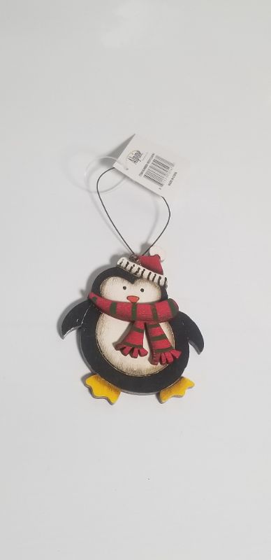 Photo 1 of ALPINE PENGUIN WOODEN CHRISTMAS ORNAMENT NEW 