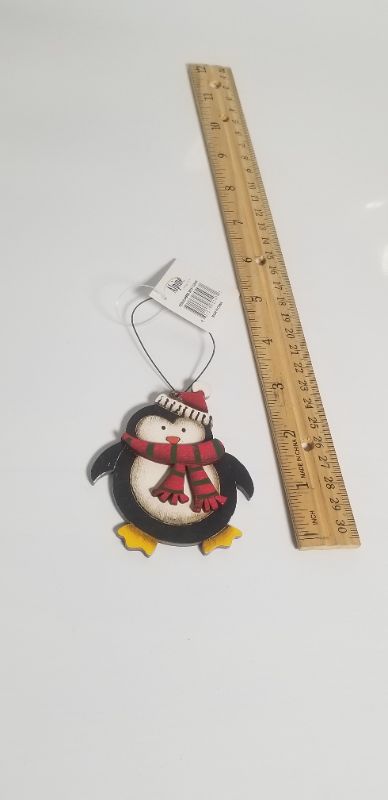 Photo 2 of ALPINE PENGUIN WOODEN CHRISTMAS ORNAMENT NEW 