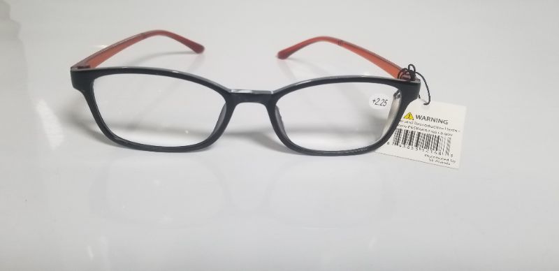 Photo 1 of +2.25 BLACK AND ORANGE BAND READING GLASSES BIFOCAL STYLE NEW