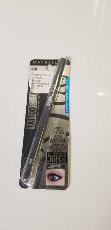 Photo 2 of Maybelline Tattoo Studio Sharpenable Gel Pencil Longwear Eyeliner Makeup, Intense Charcoal, 0.04 oz. NEW