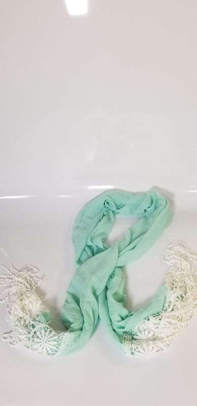 Photo 1 of TEAL SCARF WITH WHITE HANGING STRINGS NEW