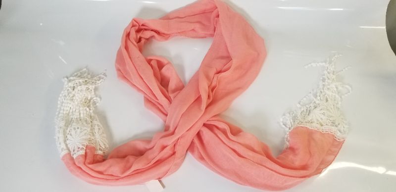 Photo 2 of PINK SCARF WITH WHITE HANGING NEW 