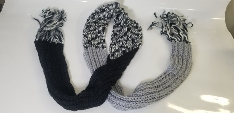 Photo 1 of LONG KNIT SCARF COLORS BLACK, WHITE, AND GRAY NEW 