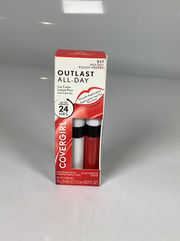 Photo 2 of COVERGIRL Outlast All-Day Lip Color With Topcoat, RED HOT (Pack of 1) new 