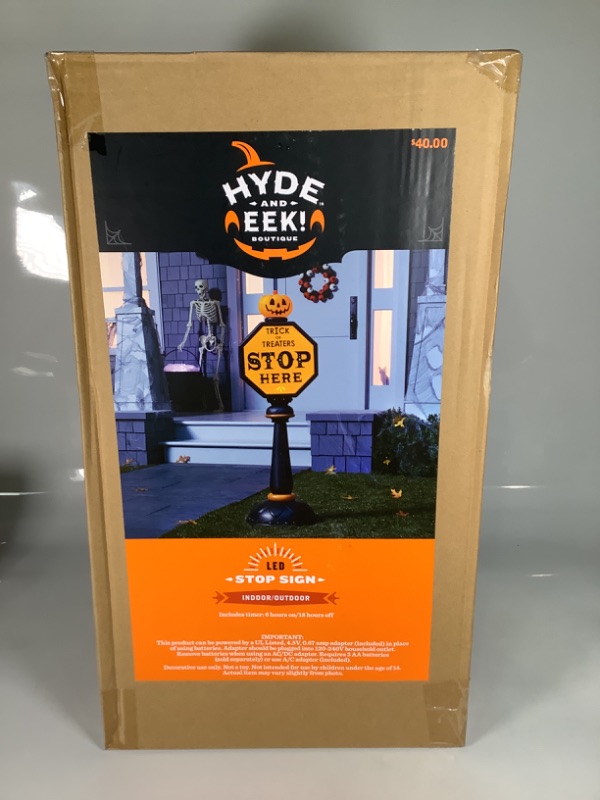 Photo 1 of 42 Lit Trick or Treat Stop Sign Halloween Decorative Scene Prop - Hyde  EEK! Boutique