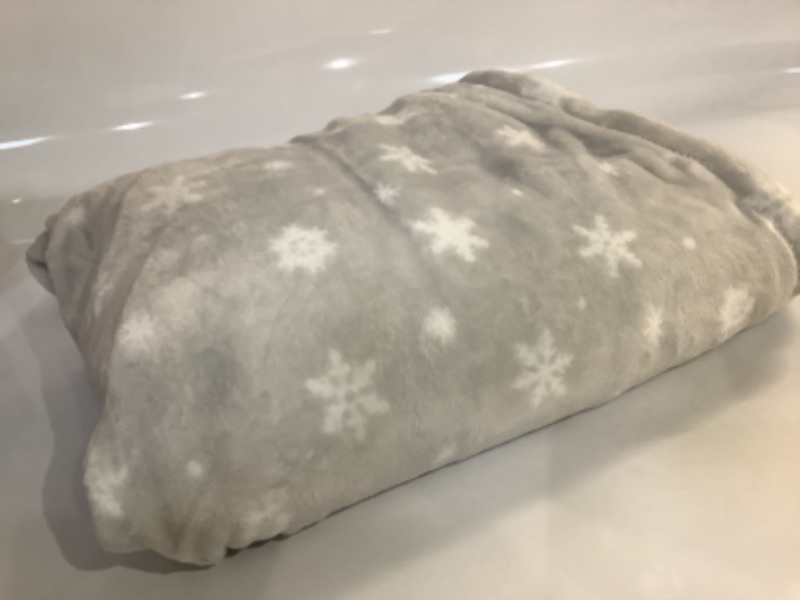 Photo 1 of Wondershop- plush gray blanket with snowflake print full size.