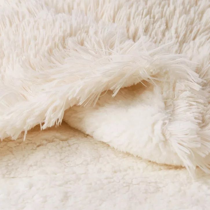 Photo 2 of 60"x70" Faux Fur Throw Blanket (white)