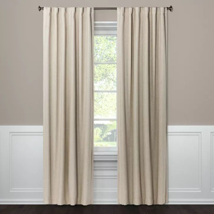 Photo 1 of 1pc Blackout Aruba Linen Window Curtain Panel TAN - Threshold 50x95