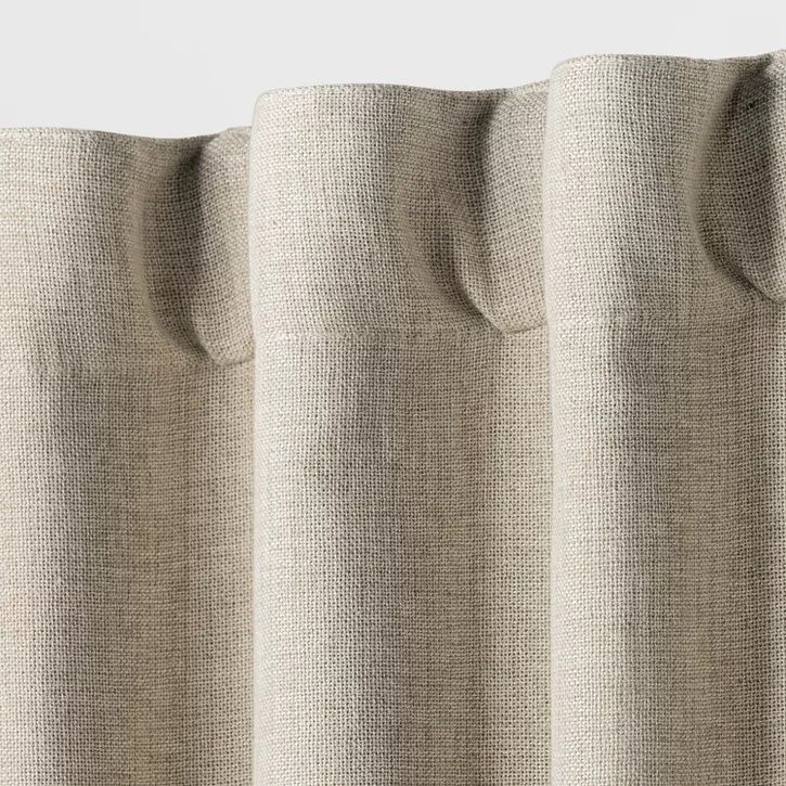 Photo 2 of 1pc Blackout Aruba Linen Window Curtain Panel TAN - Threshold 50x95