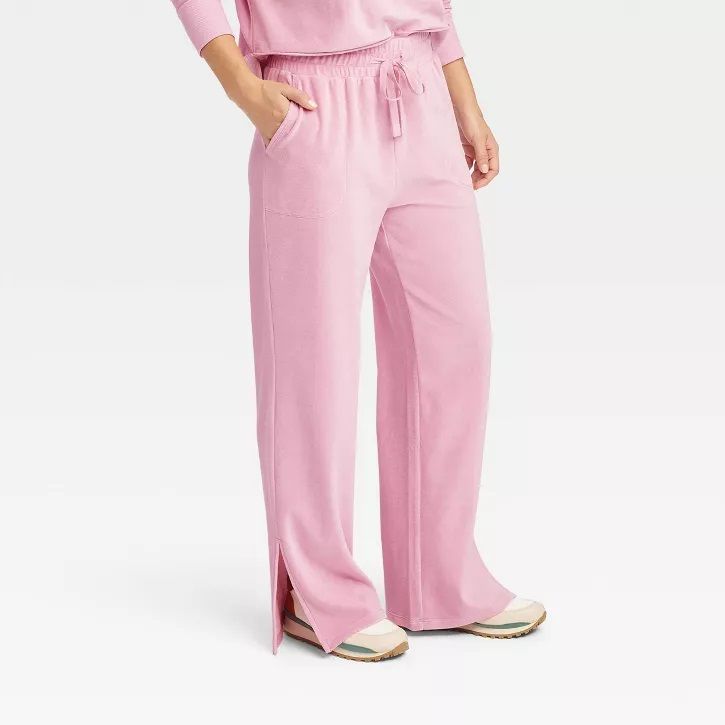 Photo 1 of Women's Mid-Rise Velour Wide Leg Pants - JoyLab XS