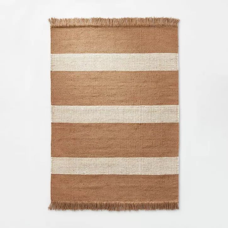 Photo 1 of Highland Hand Woven Striped Jute/Wool Rug Tan - Threshold™ designed with Studio McGee 3'x5'