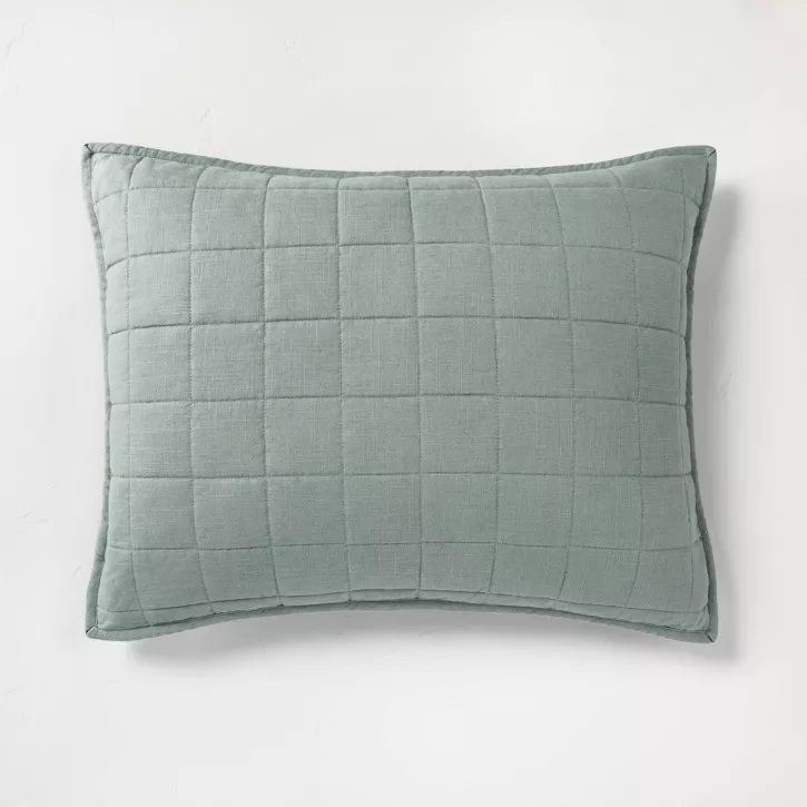 Photo 1 of Standard size Heavyweight Linen Blend Quilt Pillow Sham - Casaluna