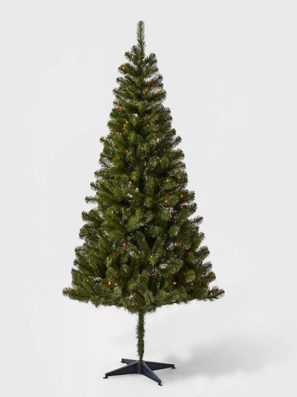 Photo 1 of Holiday Alberta Spruce Multicolor Lit Christmas Tree, 6 Feet