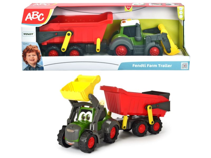 Photo 1 of ABC Fendti Farm Trailer ABC tractor – Vehicle for babies and young children aged 1 and above, with moving parts, light and sound effects, removable trailer, manoeuvrable shovel, helps to train motor skills