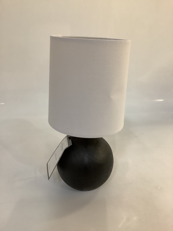 Photo 1 of 12 in tall black textured table lamp 2 set. white lamp shade