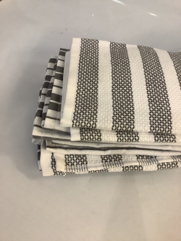 Photo 2 of set of 5 dish towels gray & white  microfiber