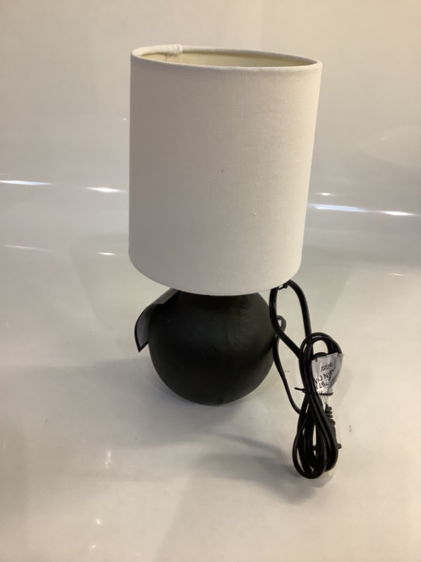 Photo 1 of 12in tall set of 2 black round lamps with white shade