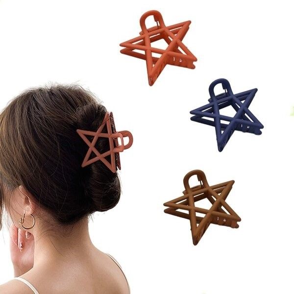 Photo 1 of 2x Aldqtz 3PCS Large Star Matte Hair Claw Clips ,Big Nonslip Cute Strong Hold Jaw Clip for Thin Hair Long Hair Thick Hair ,Perfect Star Hair Claw Clips for Women Girls