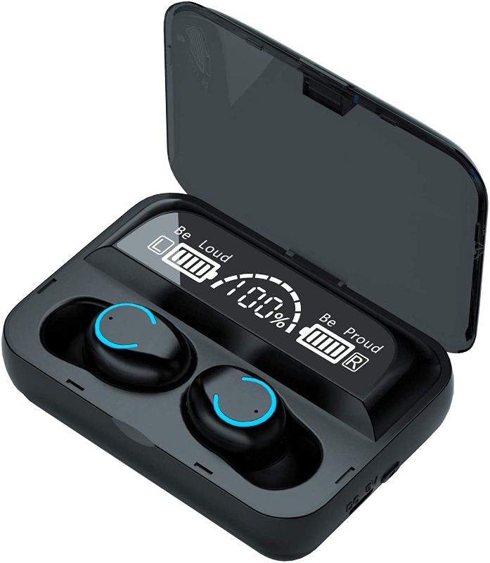 Photo 1 of Wireless Earbuds, CTVDIGITAL Bluetooth 5.0 Auto Pairing TWS Her Headset, Built-in Mic, 2000MAH 120H Playtime Bluetooth 5.0 IPX5 (Black, F9-47)
