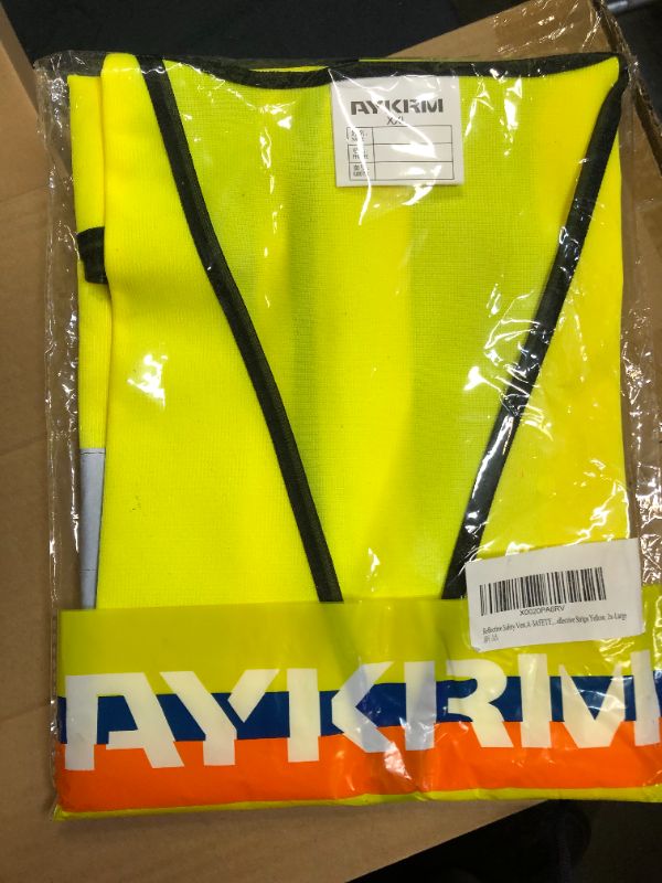 Photo 2 of High Visibility Safety Vest with Reflective Strips | Neon Yellow Color | Zipper Front | High Visibility and Safety
Size: 2XL