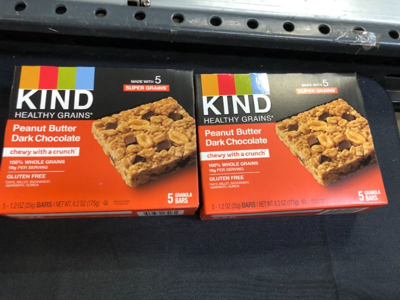Photo 2 of 2x KIND Healthy Grains Bars, Peanut Butter Dark Chocolate, Non GMO, Gluten Free, 1.2 oz, 5 Count
Best Before: May 20,2022
