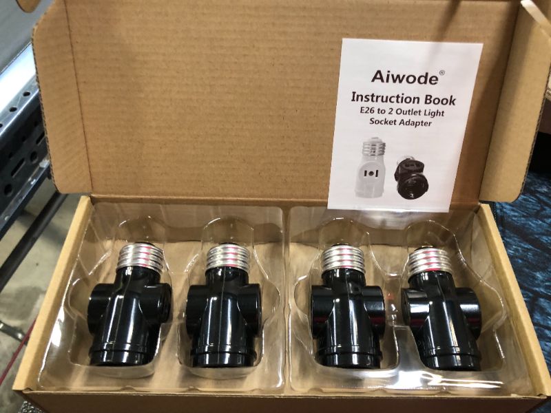 Photo 2 of Aiwode E26 Outlets,E26 Converter to Two Polarized Plugs and One Standard Light Socket,With Pull Chain Switch,UL Listed 2 Outlet Light Socket Adapter,Black(4-Pack).
