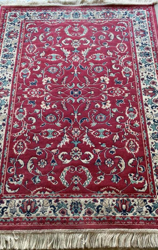 Photo 1 of BURGUNDY BLUE AND CREAM AREA RUG 45” X 65”