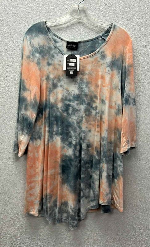 Photo 1 of NWT WOMEN'S SIZE MED -TIE DYE BLOUSE GRAY AND CORAL  $69.95