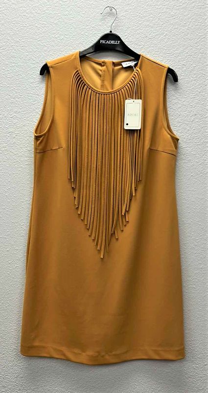 Photo 1 of NWT WOMEN'S SIZE MEDIUM ADORE MUSTARD DRESS WITH FRINGE